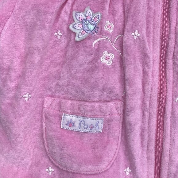 Disney Winnie the Pooh Embroidered Baby Velour Snowsuit Pink Bunting Zip-0-3 mos - Picture 3 of 16
